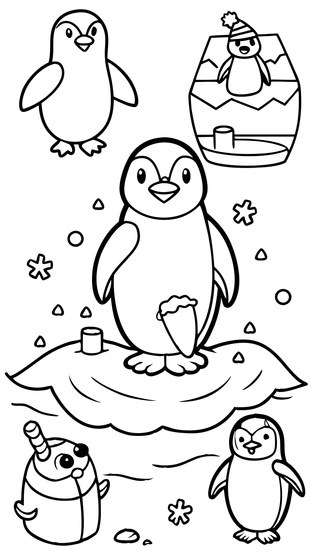 Páginas para colorear de lindos pingüinos